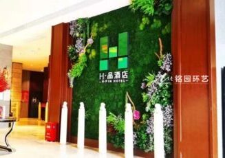 大堂绿植配景墙，旅馆苔藓形象墙景观设计