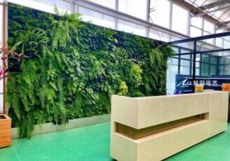 前台植物墙，展厅服务台背景绿植景观墙