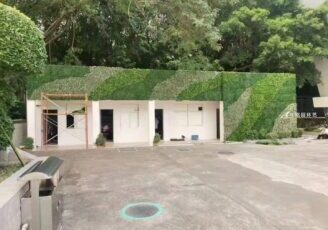 建筑外墙绿化，景区员工宿舍外墙仿真植物墙景观