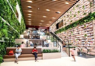 图书馆植物墙，室内阅读区垂直绿化绿植景观