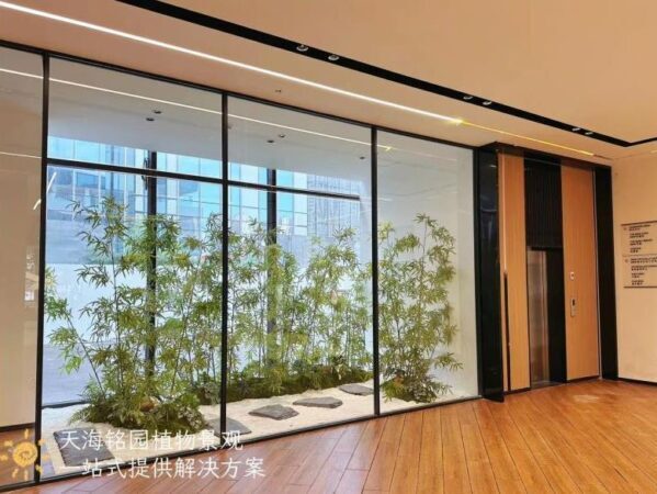 仿真竹林景观，宝马4S店玻璃橱窗
